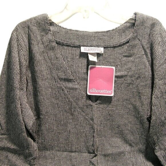 Silhouettes Black and White Check Pullover Lagan Look Tunic Size 1X - Picture 3 of 4